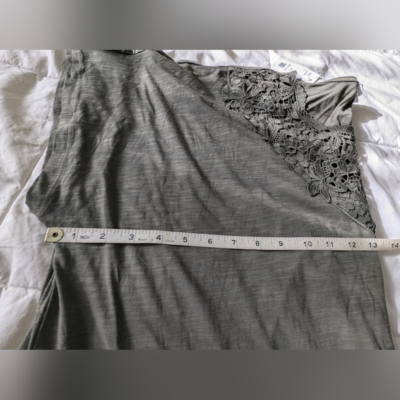 NWT Sage Green, dolman sleeve, lace front tee - Picture 11 of 11